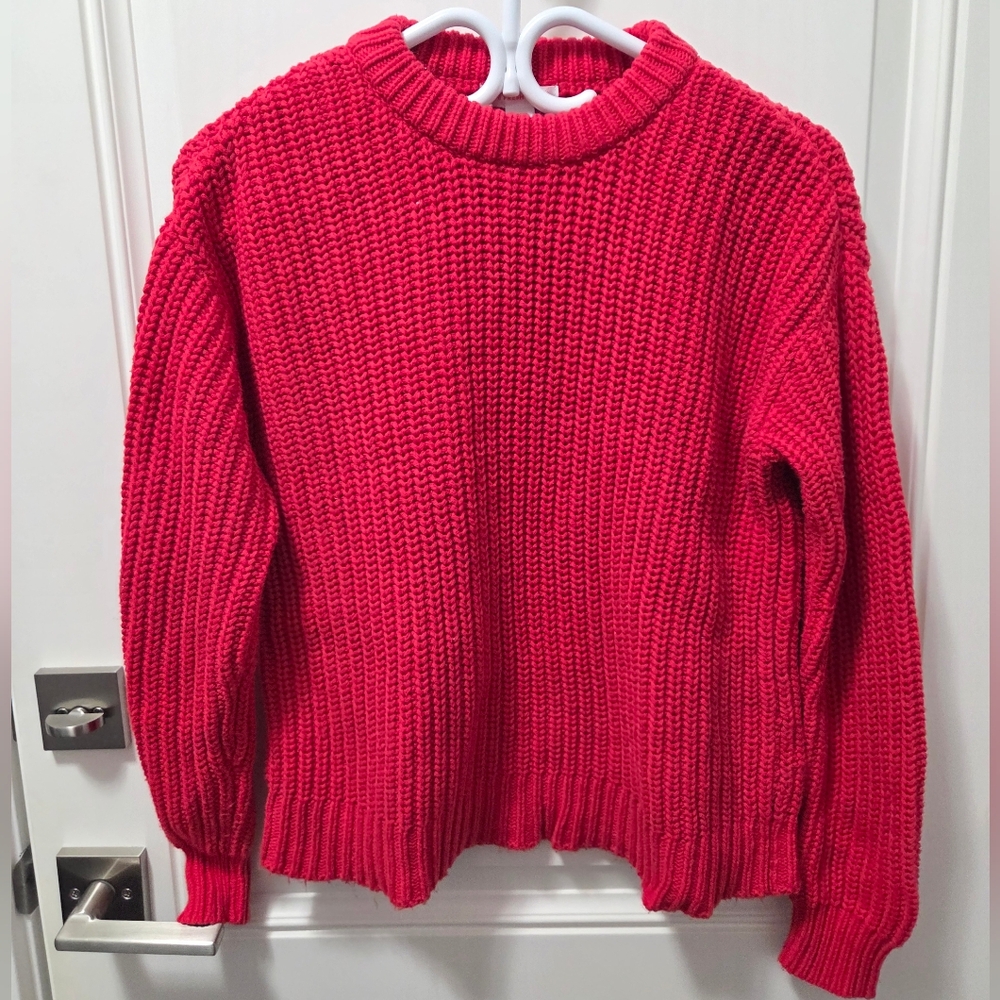 Joe Fresh X Jillian Red Knit Crew Neck Sweater
